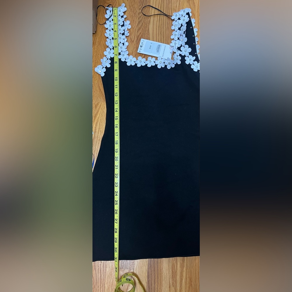 Zara Black Mini Dress with White Floral Accents - Picture 4 of 4